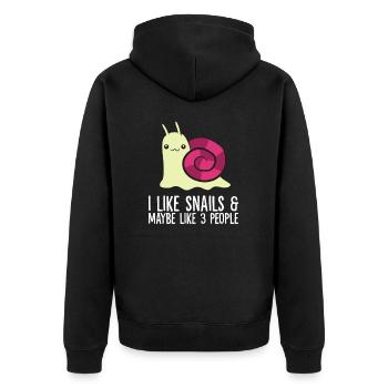 I Like Snails And Maybe Like 3 People Cute Snail - Unisex Premium Organic Zip Hoodie - black - Back - Nico (187cm)
