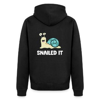 Snailed It Snail - Unisex Premium Organic Zip Hoodie - black - Back - Nico (187cm)