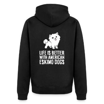 Life Is Better With American Eskimo Dogs - Unisex Premium Organic Zip Hoodie - black - Back - Nico (187cm)