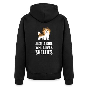 Just a Girl Who Loves Shelties - Unisex Premium Organic Zip Hoodie - black - Back - Nico (187cm)