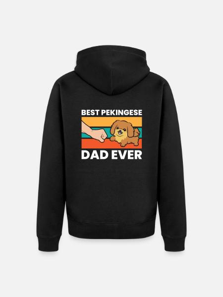 Best Pekingese Dad Ever - Unisex Premium Organic Zip Hoodie - black