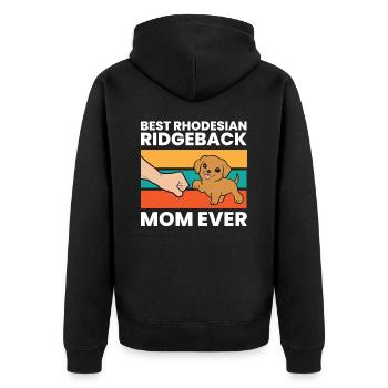 Best Rhodesian Ridgeback Mom Ever - Unisex Premium Organic Zip Hoodie - black - Back - Nico (187cm)