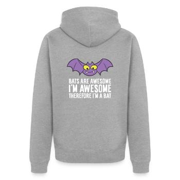 Les chauves-souris sont fantastiques, je suis fantastique, - Veste à capuche bio Premium Unisexe - gris chiné - Dos - Nico (187cm)