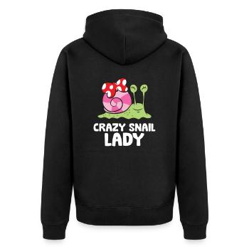 Crazy Snail Lady Love Snails - Unisex Premium Organic Zip Hoodie - black - Back - Nico (187cm)