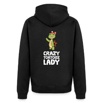 Crazy Tortoise Lady Cute Tortoise - Unisex Premium Organic Zip Hoodie - black - Back - Nico (187cm)