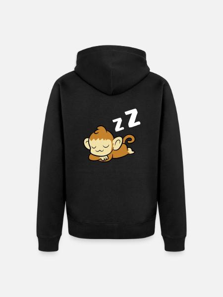 Sleeping Monkey Pyjama Lazy Monkey - Unisex Premium Organic Zip Hoodie - black
