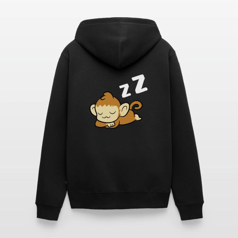 Sleeping Monkey Pyjama Lazy Monkey Unisex Premium Organic Zip Hoodie