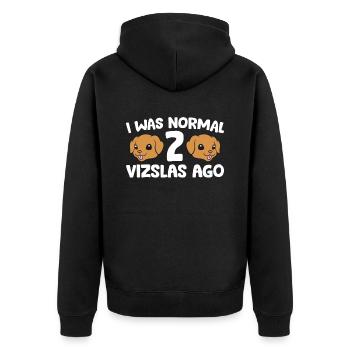 Vizsla propriétaire de chien j’étais normal il y a 2 vizslas drôle - Veste à capuche bio Premium Unisexe - noir - Dos - Nico (187cm)
