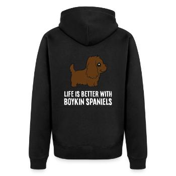 Life Is Better With Boykin Spaniel Dogs - Unisex Premium Organic Zip Hoodie - black - Back - Nico (187cm)