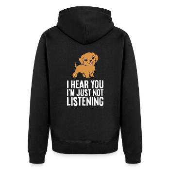 I Hear You I'm Just Not Listening Rhodesian - Unisex Premium Bio Zip Hoodie - Schwarz - Hinten - Nico (187cm)
