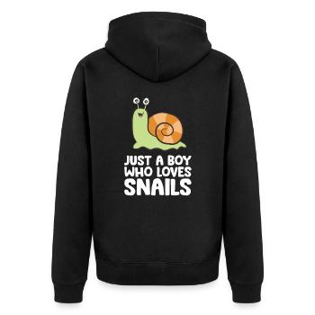 Just a Boy Who Loves Snails - Unisex Premium Organic Zip Hoodie - black - Back - Nico (187cm)