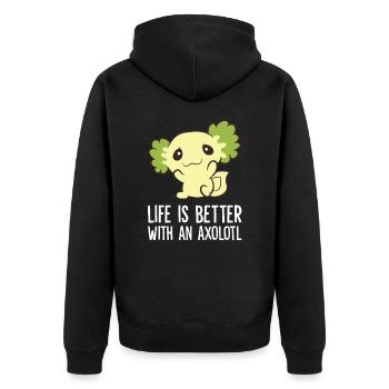 Axolotls As Pets Life Is Better With An Axolotl - Unisex Premium Organic Zip Hoodie - black - Back - Nico (187cm)