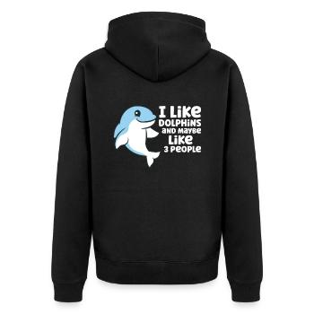 Dolphin Watching I Like Dolphins And Maybe Like 3 - Unisex Premium Organic Zip Hoodie - black - Back - Nico (187cm)