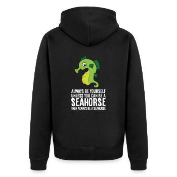 Sei immer du selbst, außer du kannst ein - Unisex Premium Bio Zip Hoodie - Schwarz - Hinten - Nico (187cm)