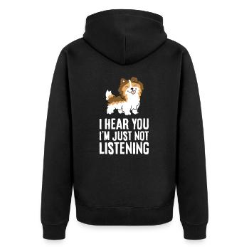 I Hear You I'm Just Not Listening Love Sheltie - Unisex Premium Organic Zip Hoodie - black - Back - Nico (187cm)