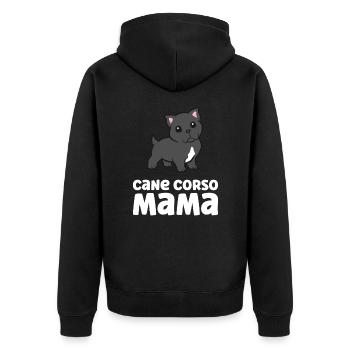 Cane Corso Mom Funny Cane Corso Dog - Unisex Premium Organic Zip Hoodie - black - Back - Nico (187cm)