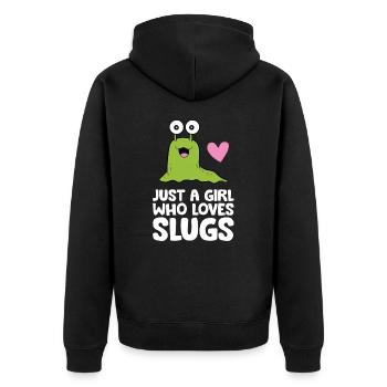 Just a Girl Who Loves Slugs - Unisex Premium Organic Zip Hoodie - black - Back - Nico (187cm)