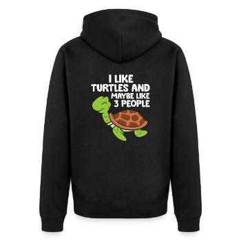 I Like Turtles And Maybe Like 3 People Turtles - Unisex Premium Organic Zip Hoodie - black - Back - Nico (187cm)