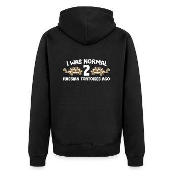 Ich war normal vor 2 russischen Schildkröten - Unisex Premium Bio Zip Hoodie - Schwarz - Hinten - Nico (187cm)