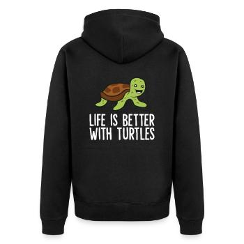 Funny Turtle Owner Life Is Better With Turtles - Unisex Premium Organic Zip Hoodie - black - Back - Nico (187cm)