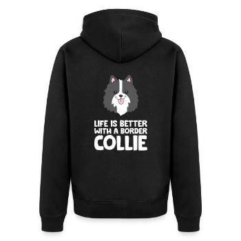 Life Is Better With A Border Collie Dog - Unisex Premium Bio Zip Hoodie - Schwarz - Hinten - Nico (187cm)