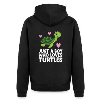 Just a Boy Who Loves Turtles - Unisex Premium Organic Zip Hoodie - black - Back - Nico (187cm)