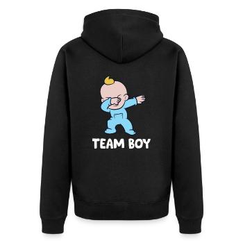 Team Boy Gender Reveal - Unisex Premium Bio Zip Hoodie - Schwarz - Hinten - Nico (187cm)