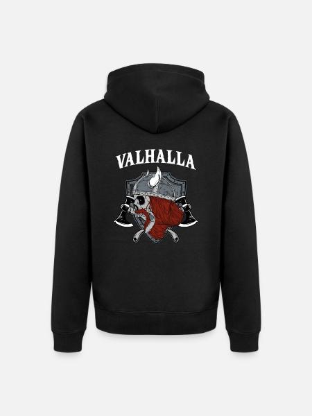 Valhalla I Viking Warrior - Unisex Premium Organic Zip Hoodie - black