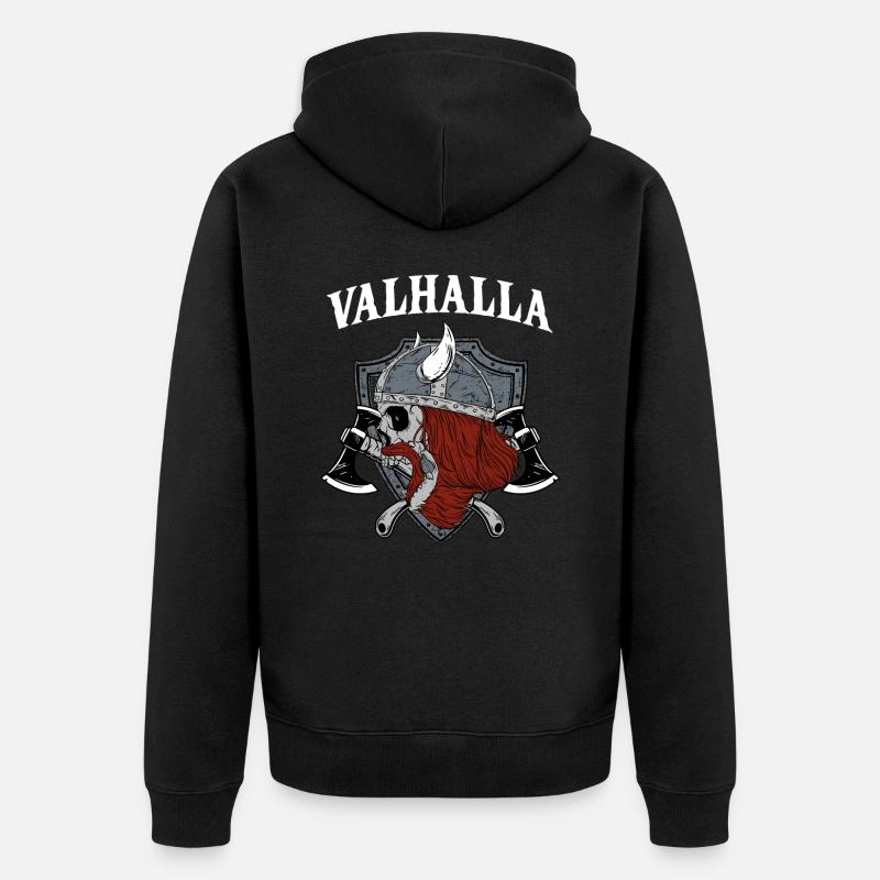 Valhalla I Viking Warrior - Unisex Premium Organic Zip Hoodie - black