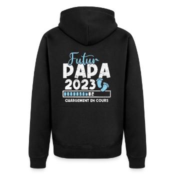 Futur papa 2023 chargement en cours - Veste à capuche bio Premium Unisexe - noir - Dos - Nico (187cm)