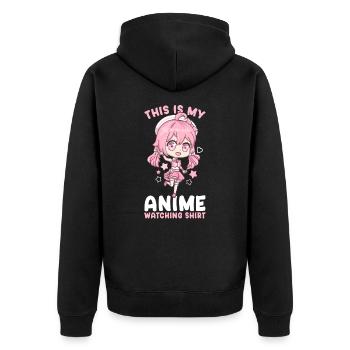 This Is My Anime Watching Shirt I Kawaii Girl - Unisex Premium Bio Zip Hoodie - Schwarz - Hinten - Nico (187cm)