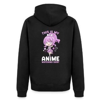 This Is My Anime Watching Shirt I Kawaii Girl - Unisex Premium Bio Zip Hoodie - Schwarz - Hinten - Nico (187cm)