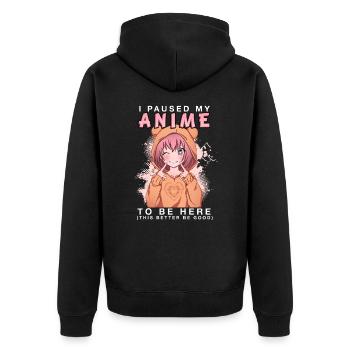 I Paused My Anime To Be Here I Chibi Otaku Girl - Unisex Premium Bio Zip Hoodie - Schwarz - Hinten - Nico (187cm)