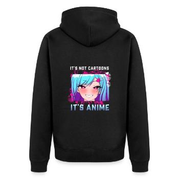 It's Not Cartoons It's Anime I Chibi Otaku Girl - Unisex Premium Bio Zip Hoodie - Schwarz - Hinten - Nico (187cm)
