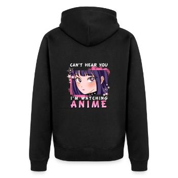 Je ne t’entends pas, je regarde l’anime I otaku girl - Veste à capuche bio Premium Unisexe - noir - Dos - Nico (187cm)