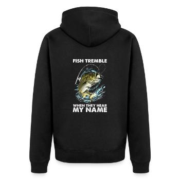 Les poissons tremblent quand ils entendent mon nom I Angeln - Veste à capuche bio Premium Unisexe - noir - Dos - Nico (187cm)