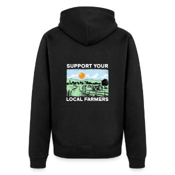 SUPPORT YOUR LOCAL FARMERS I Farming - Unisex Premium Organic Zip Hoodie - black - Back - Nico (187cm)