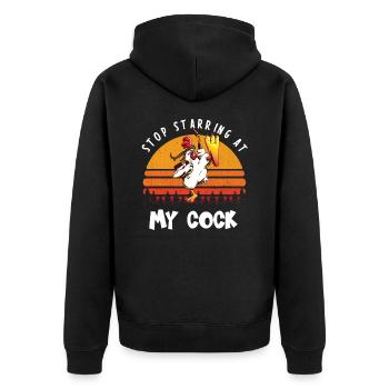 Arrête de jouer à ma bite I drôle de poulet poulets - Veste à capuche bio Premium Unisexe - noir - Dos - Nico (187cm)