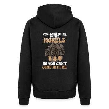 Yes i know where to find the Morels I Pilz sammeln - Unisex Premium Bio Zip Hoodie - Schwarz - Hinten - Nico (187cm)