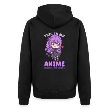 This Is My Anime Watching Shirt I Kawaii Otaku - Unisex Premium Bio Zip Hoodie - Schwarz - Hinten - Nico (187cm)