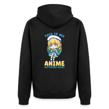 This Is My Anime Watching Shirt I Kawaii Girl - Unisex Premium Bio Zip Hoodie - Schwarz - Hinten - Nico (187cm)