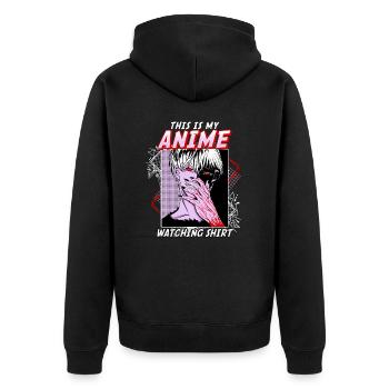 This Is My Anime Watching Shirt I Kawaii Otaku - Unisex Premium Bio Zip Hoodie - Schwarz - Hinten - Nico (187cm)