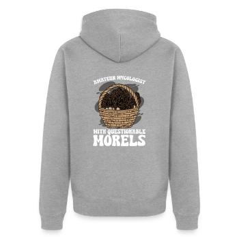 Amateur Mycologist With Questionable Morels - Unisex Premium Bio Zip Hoodie - Grau meliert - Hinten - Nico (187cm)