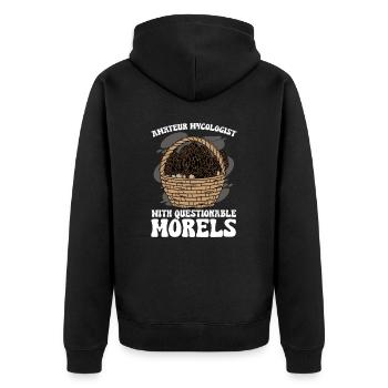 Amateur Mycologist With Questionable Morels - Unisex Premium Organic Zip Hoodie - black - Back - Nico (187cm)