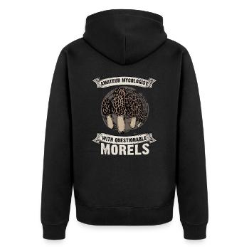 Amateur Mycologist With Questionable Morels - Unisex Premium Bio Zip Hoodie - Schwarz - Hinten - Nico (187cm)