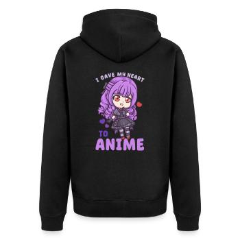 I Gave My Heart To Anime I Manga Kawaii Otaku - Unisex Premium Bio Zip Hoodie - Schwarz - Hinten - Nico (187cm)