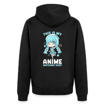 This Is My Anime Watching Shirt I Kawaii Otaku - Unisex Premium Bio Zip Hoodie - Schwarz - Hinten - Nico (187cm)