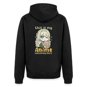 This Is My Anime Watching Shirt I Kawaii Otaku - Unisex Premium Bio Zip Hoodie - Schwarz - Hinten - Nico (187cm)