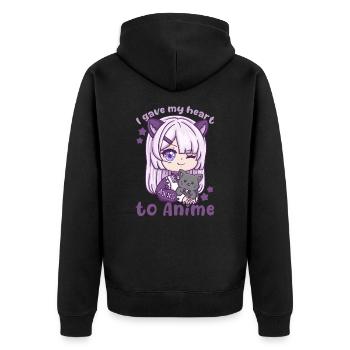 I Gave My Heart To Anime I Manga Kawaii Otaku - Unisex Premium Bio Zip Hoodie - Schwarz - Hinten - Nico (187cm)