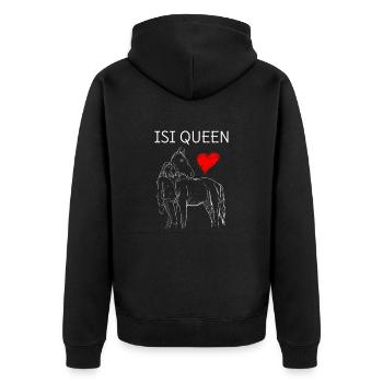 RIDERANDHORSEILLUSTRATION2 ISIQUEEN - Unisex Premium Organic Zip Hoodie - black - Back - Nico (187cm)
